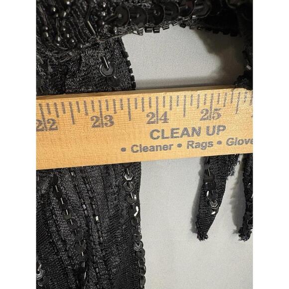 Judith Ann Plus Early 80s sz 1X Beaded Sequin Flapper Dress Fringe Sleeve/Hem - Picture 6 of 6